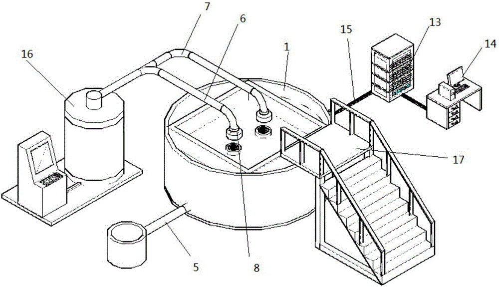 Pouring and injection integrated indoor testing device and method for monitoring underground water seepage and precipitation