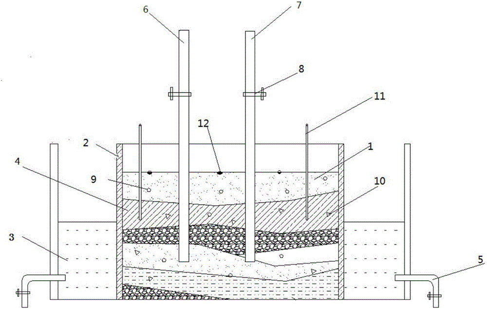 Pouring and injection integrated indoor testing device and method for monitoring underground water seepage and precipitation