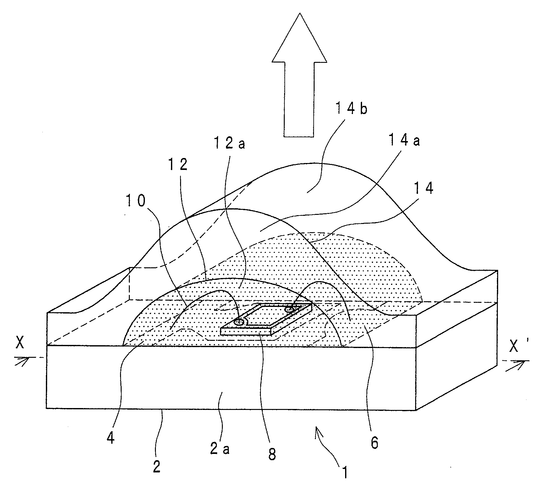 Light emitting device provided with lens for controlling light distribution characteristic