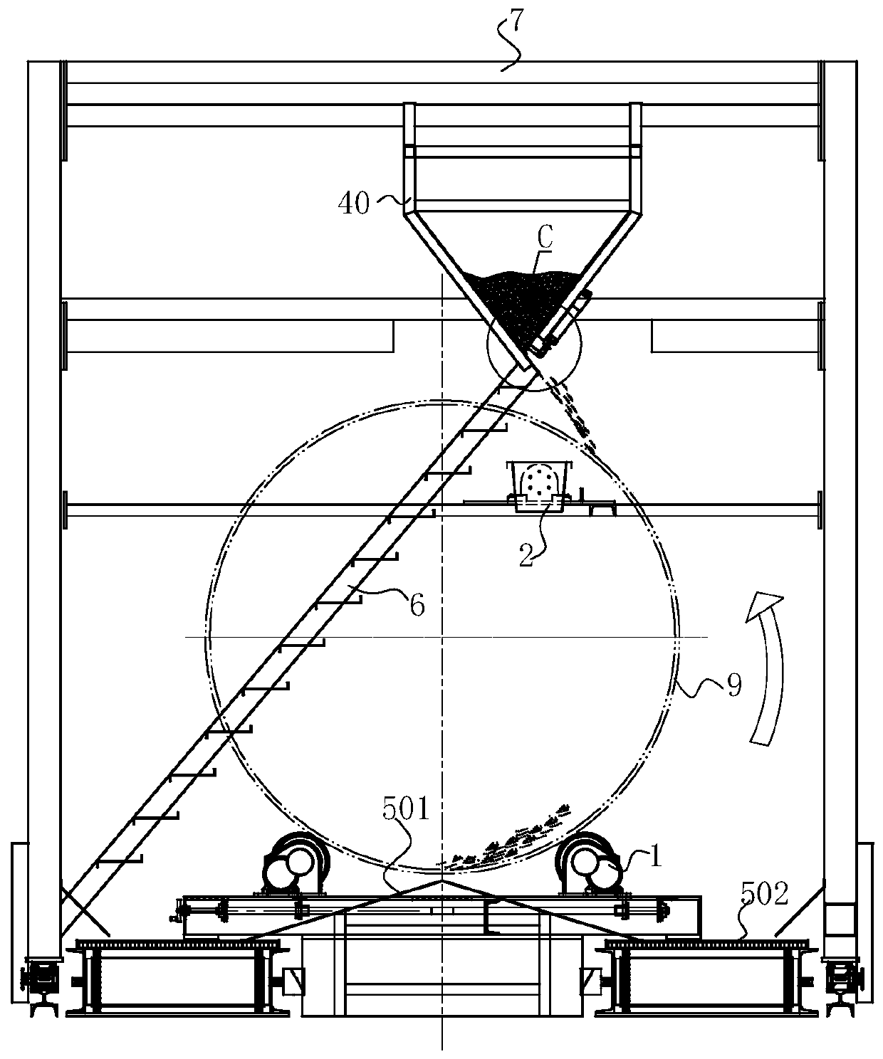 Plastic-coated automatic powder feeding device for large-diameter steel pipes