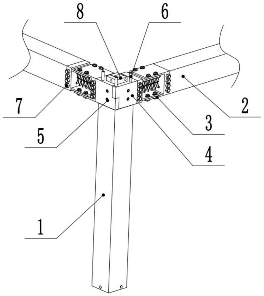 Fabricated beam-column connecting device and connecting method