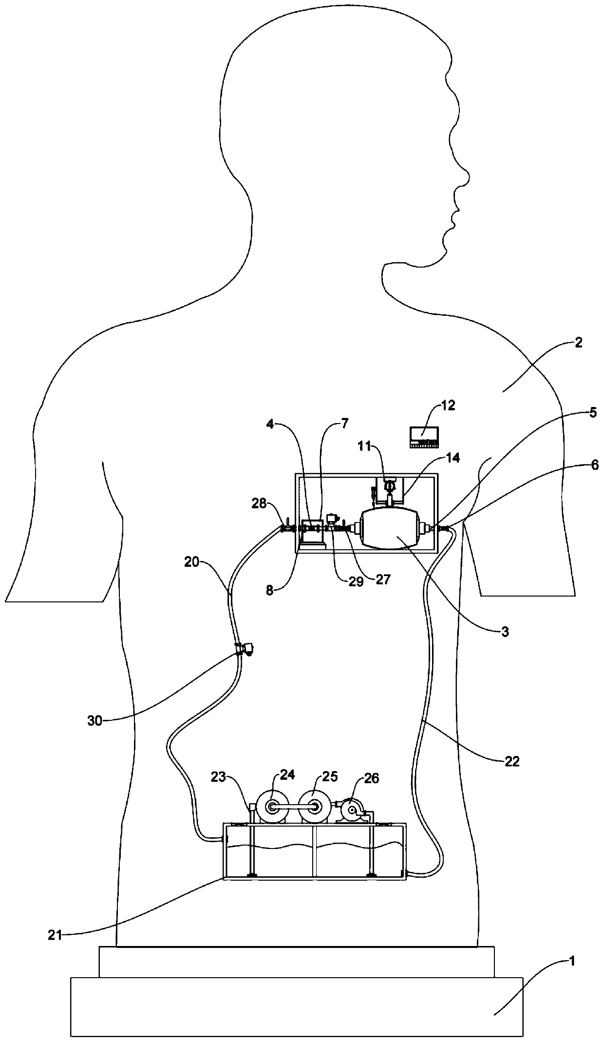 Artificial implanted mechanical heart valve bionic test simulation dynamic device