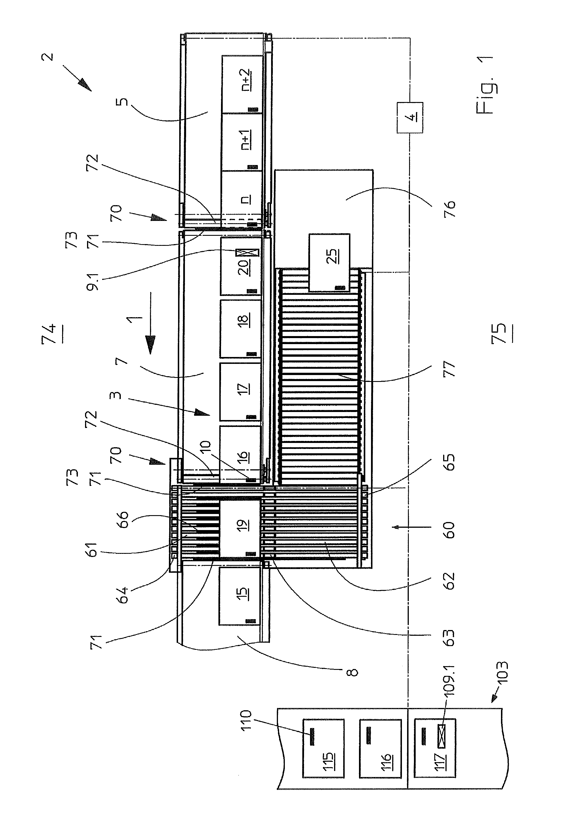 Method and device for removing at least one book block from and/or supplying at least one book block to a conveying section of a book production line