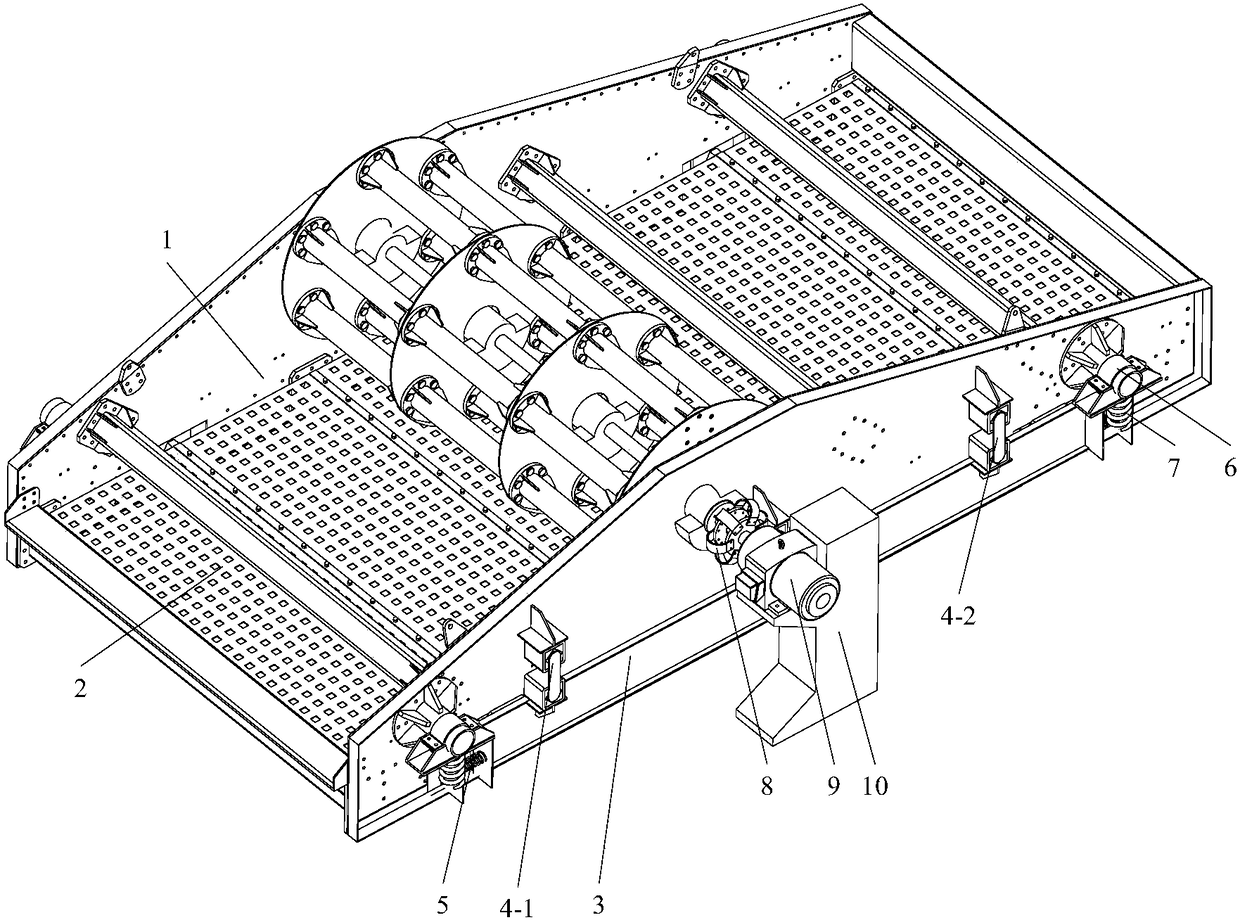 An ultra-statically indeterminate modular main beam amplitude-adjustable low-frequency vibration relaxation screen