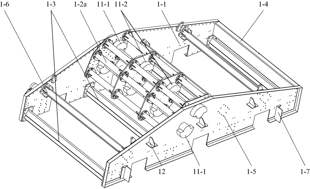 An ultra-statically indeterminate modular main beam amplitude-adjustable low-frequency vibration relaxation screen