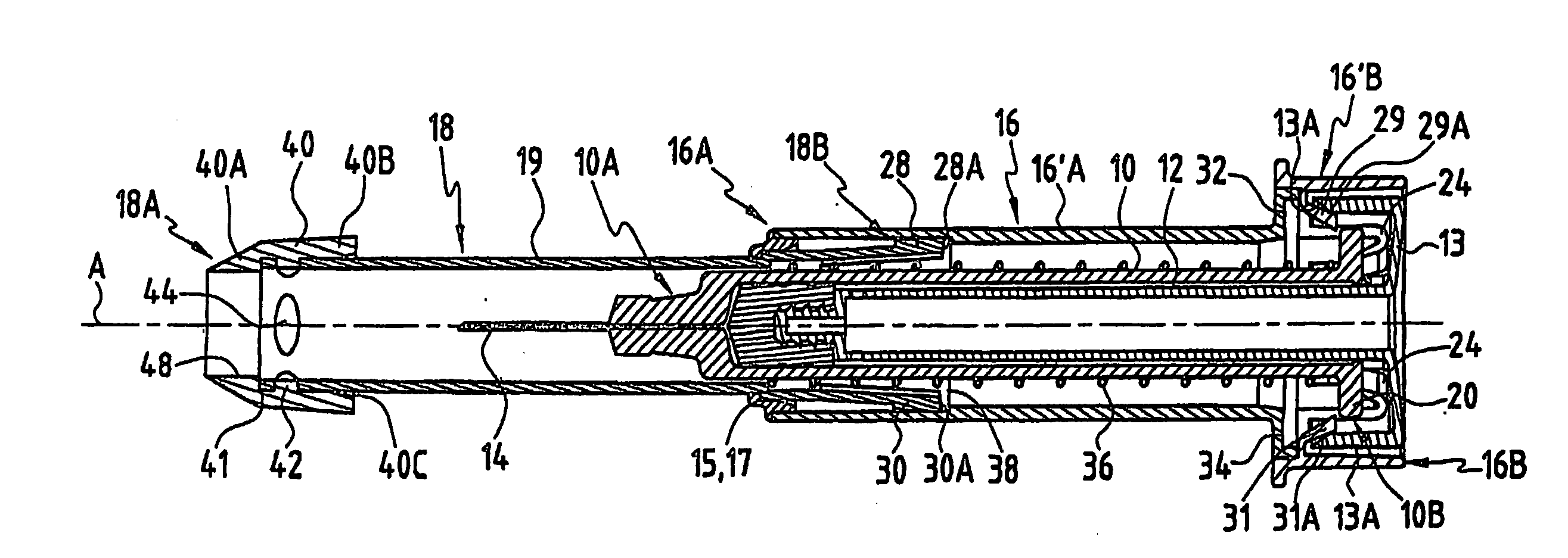 Needle sheathing device with flexible end-piece for syringe