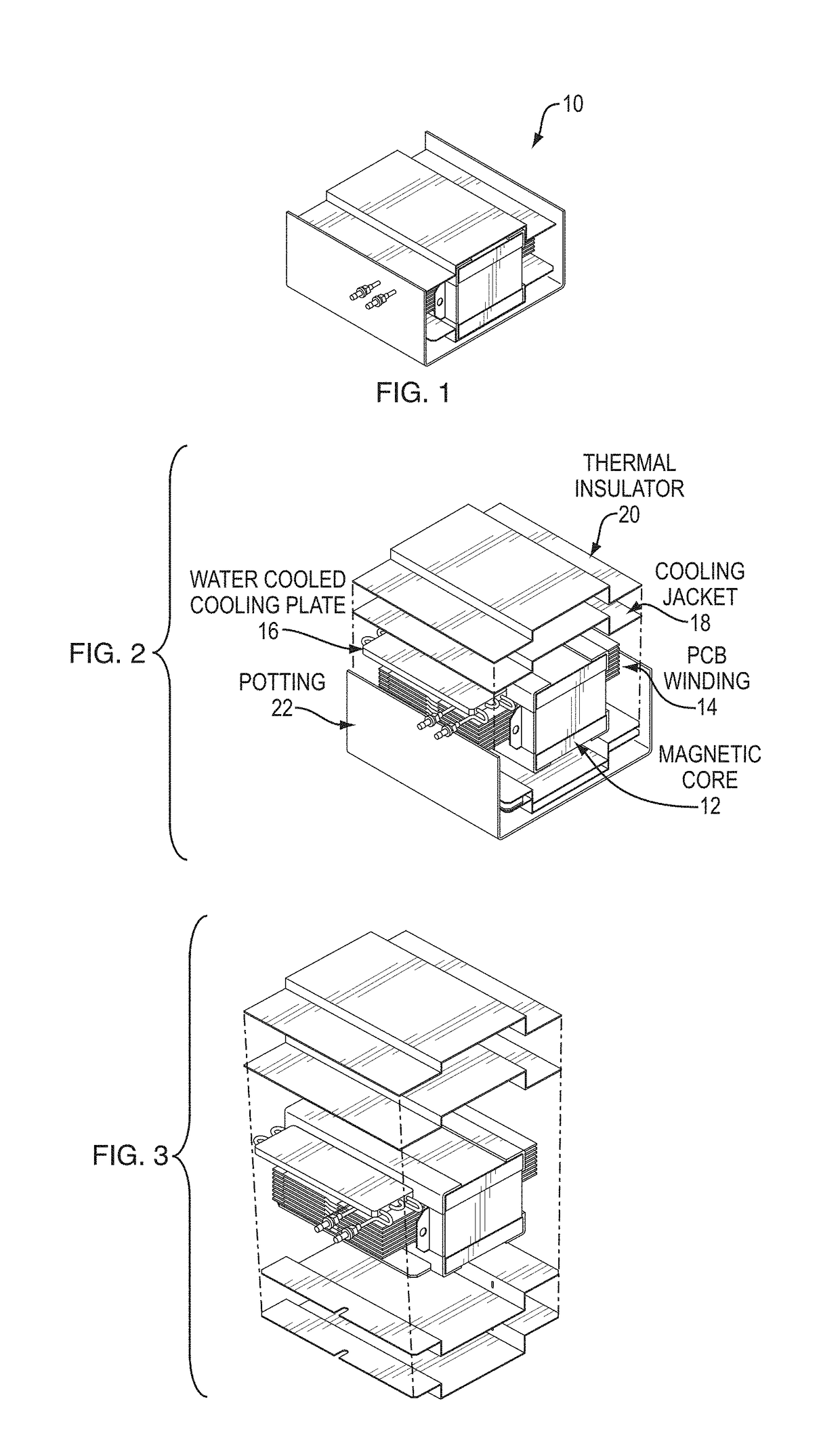 High current potted inductor and a method of manufacturing same