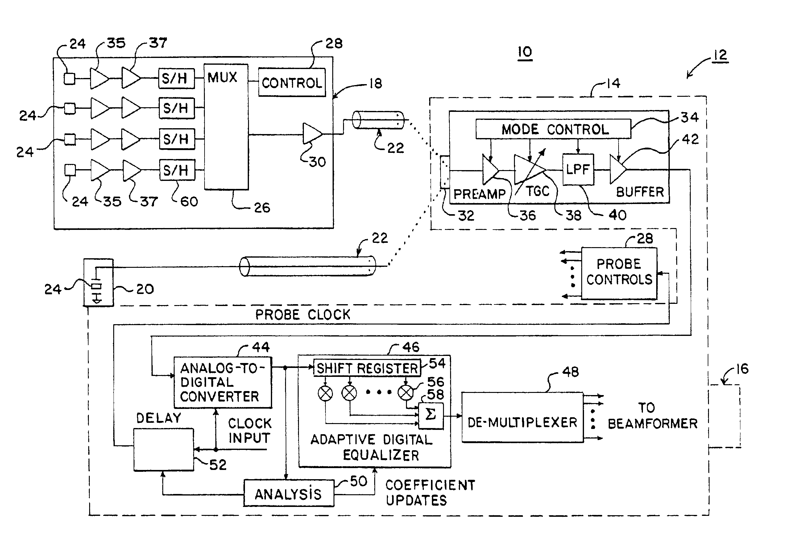 Ultrasound transmit pulser with receive interconnection and method of use