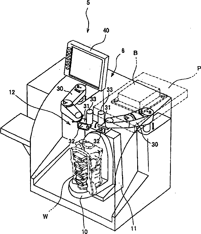 Work assembling device and assembling method