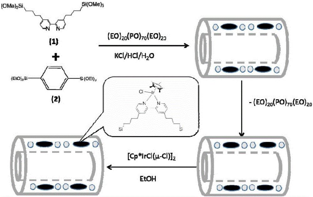 Iridium based dipyridine-organic silicon nanotube heterogeneous catalyst and preparation method thereof