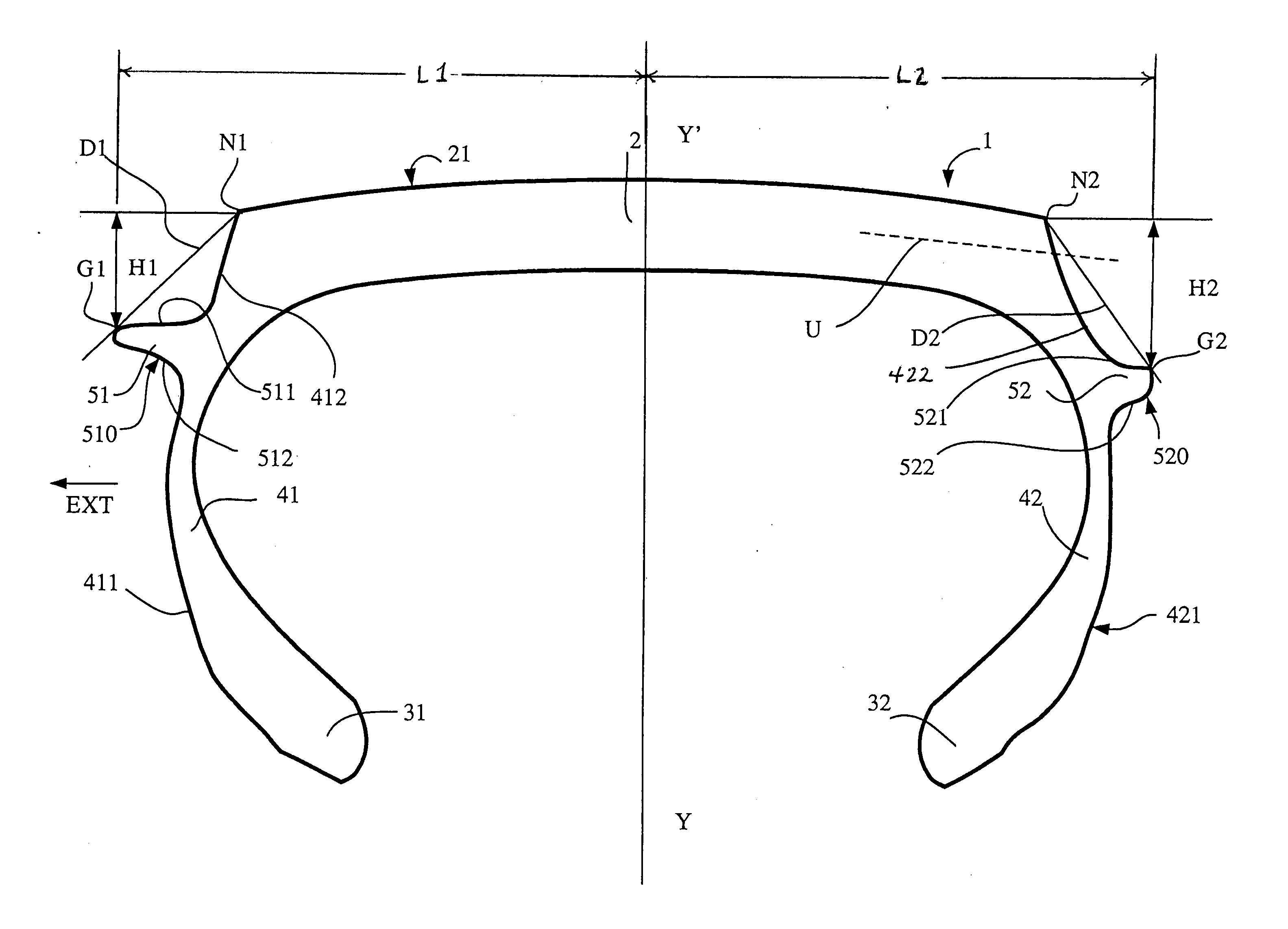 Tire Provided with Two Protuberances for Deflecting Lateral Expulsions of Water