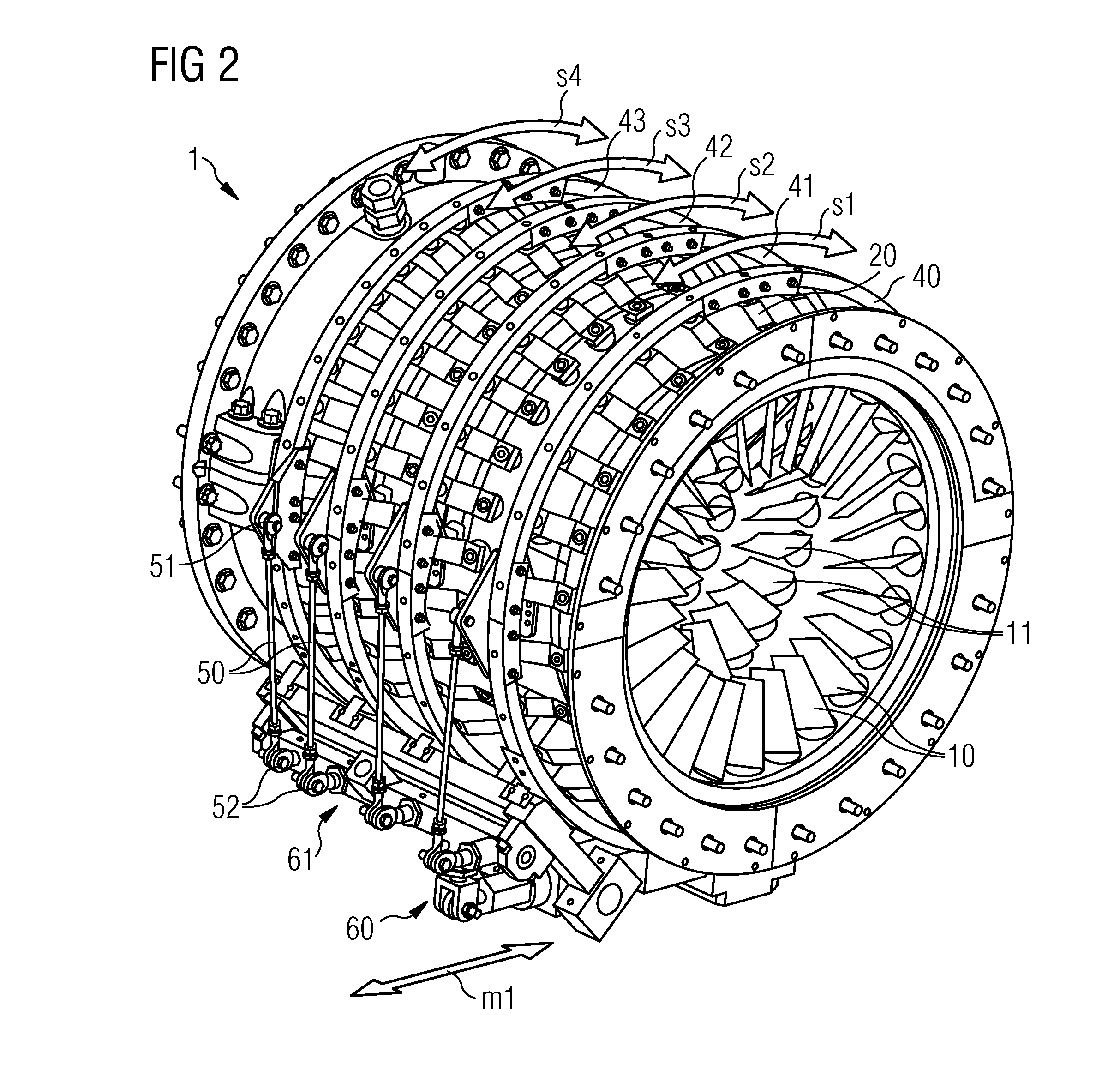 Adjusting device for variable guide vanes and method of operation