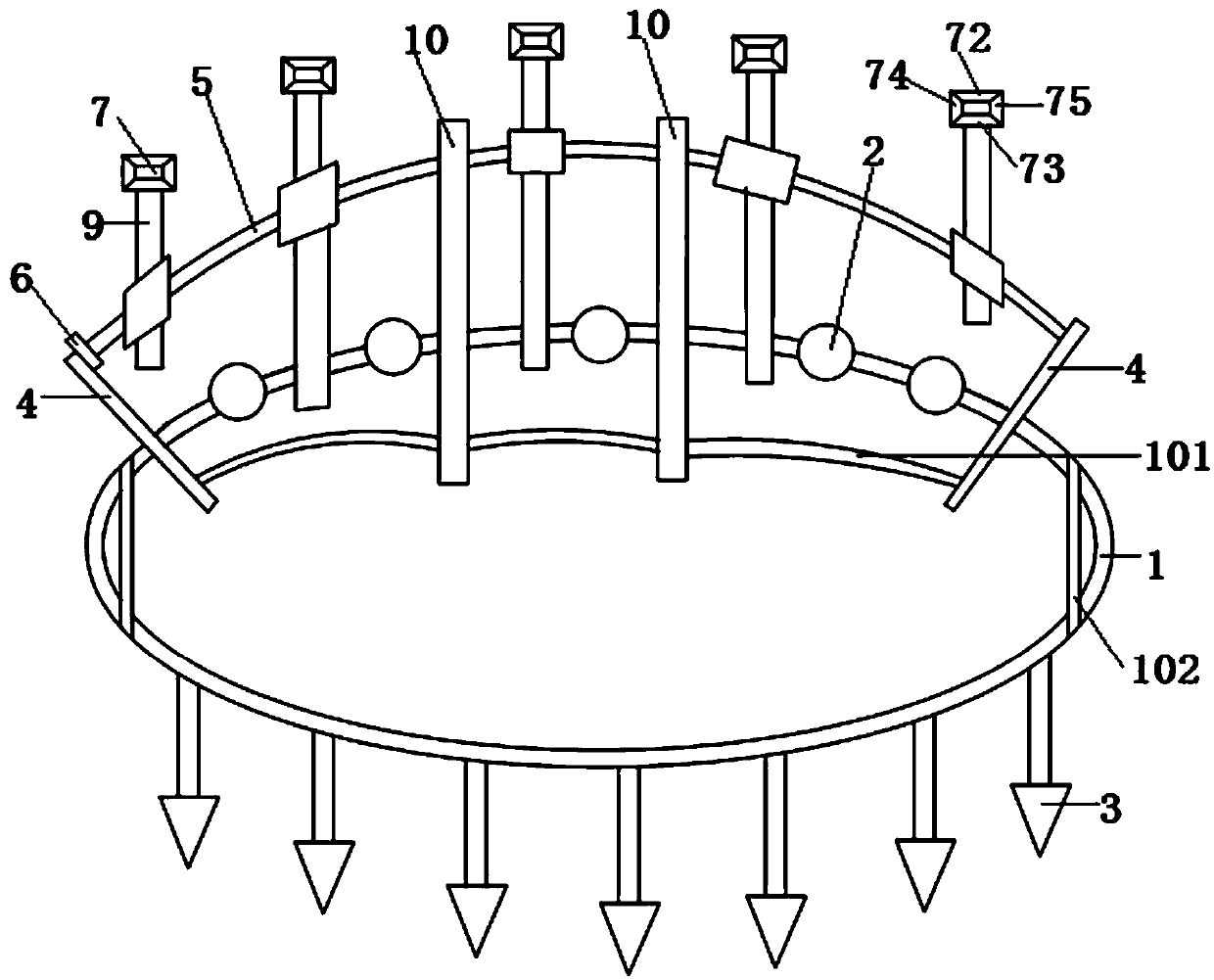 Fishing device and method for fish stock at medium and deep sea bottom