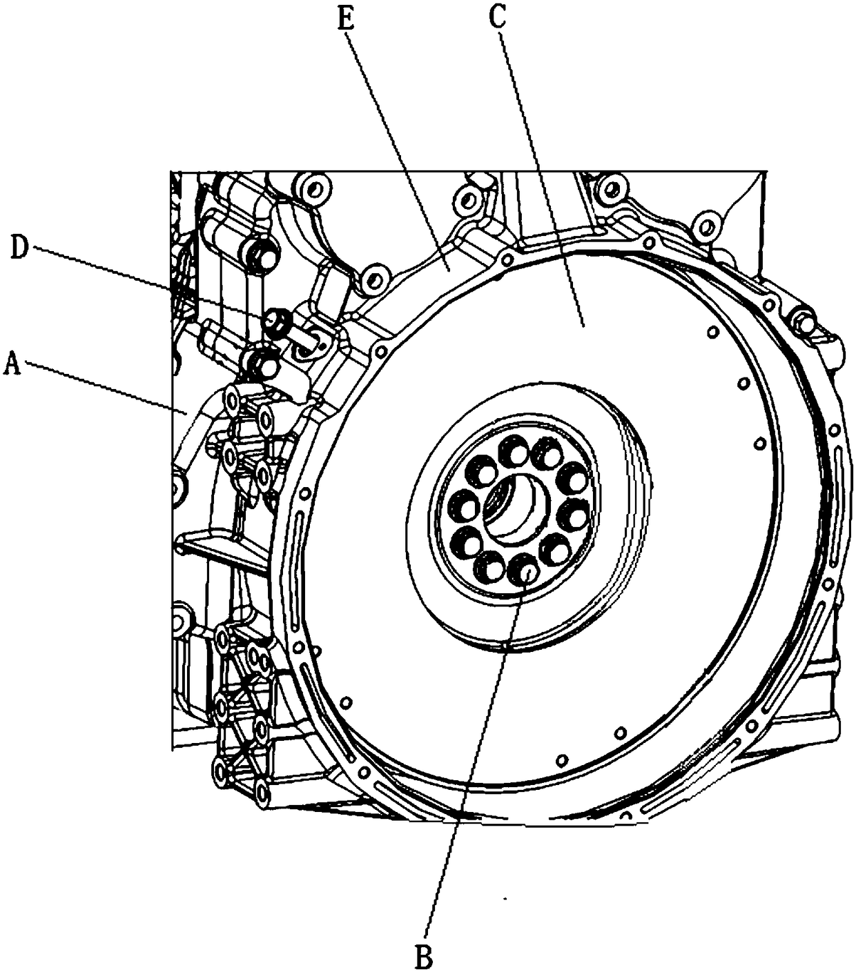 Tool for preventing flywheel of rear power take-off engine from rotation