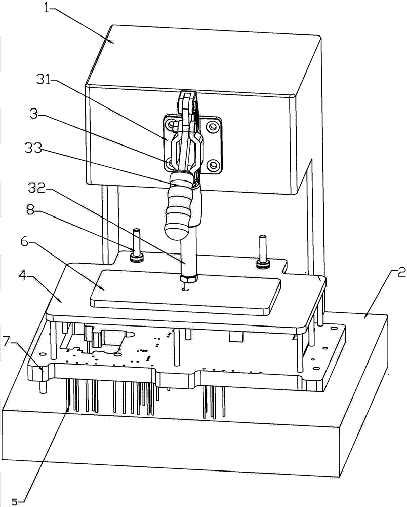 Testing clamp connecting device