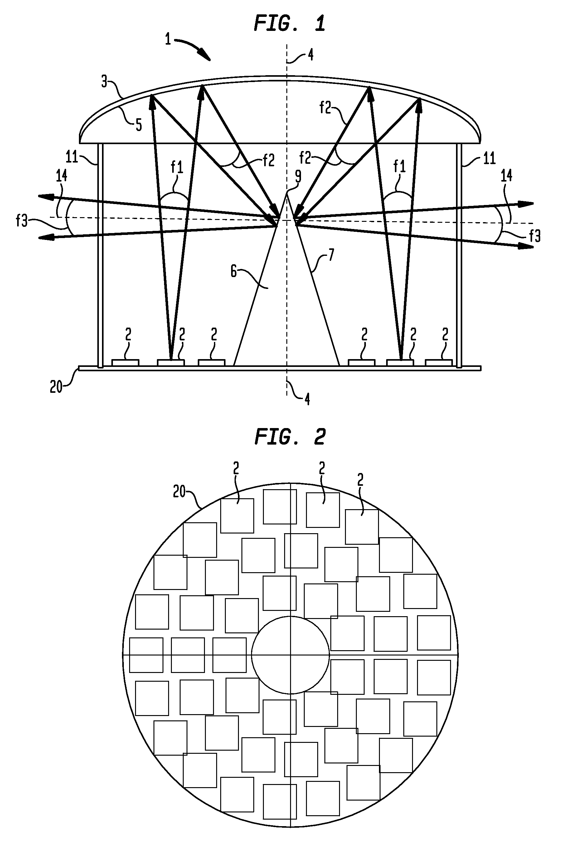 Lighting devices comprising an array of optoelectronic sources