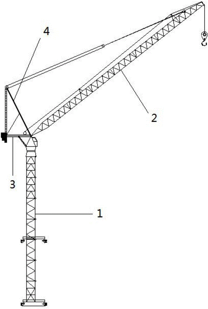 Internal climbing type construction tower crane natural vibration frequency monitoring device and monitoring method thereof