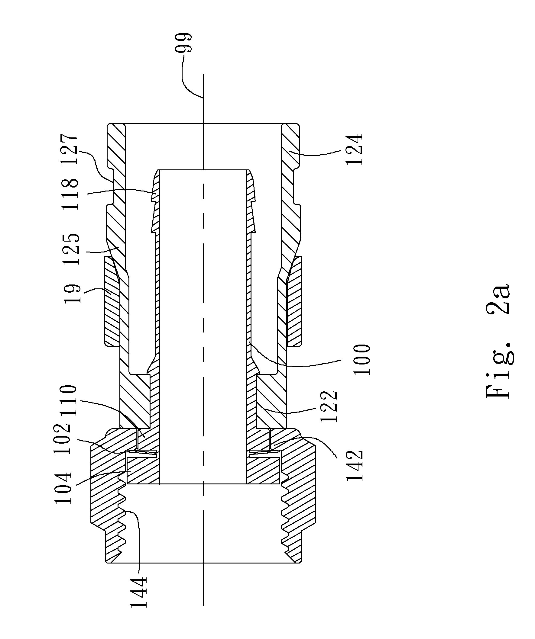 Coaxial cable connector and threaded connector