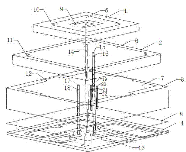 Miniaturized triple-band multilayer patch Beidou antenna