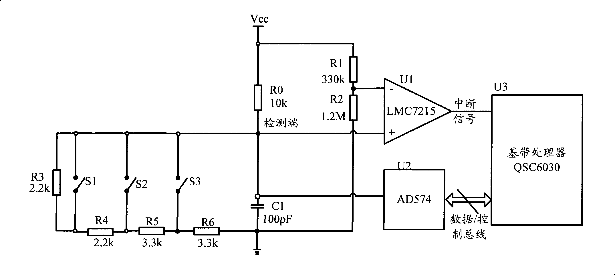 Line control push-button detecting and recognizing device and method capable of identifying combined key