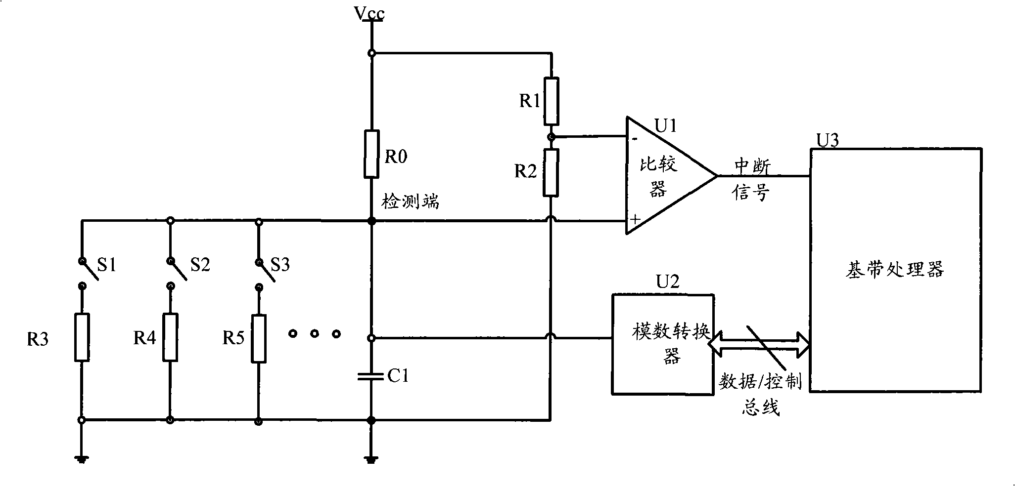 Line control push-button detecting and recognizing device and method capable of identifying combined key