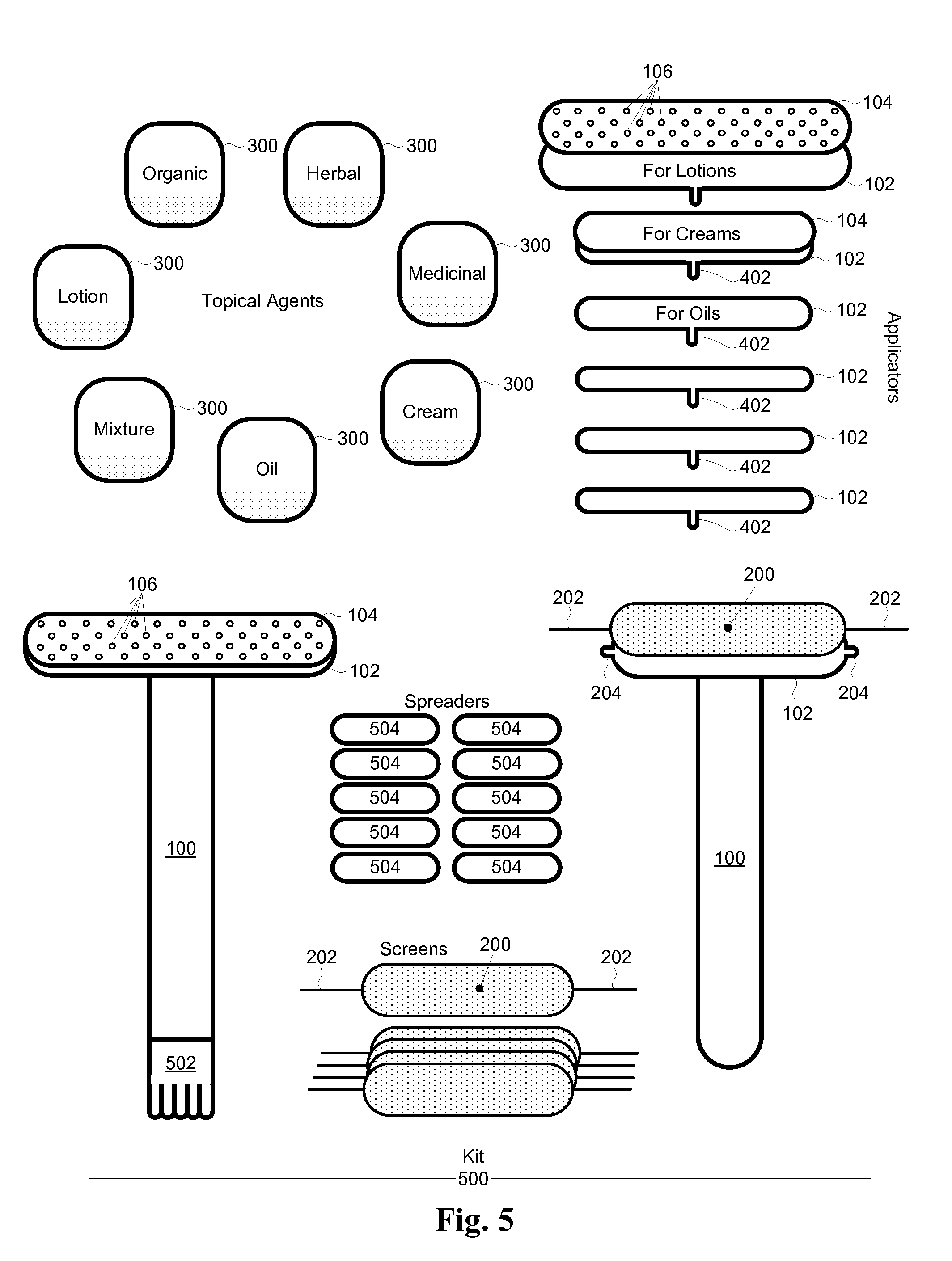 Interchangeable applicator for topical agents