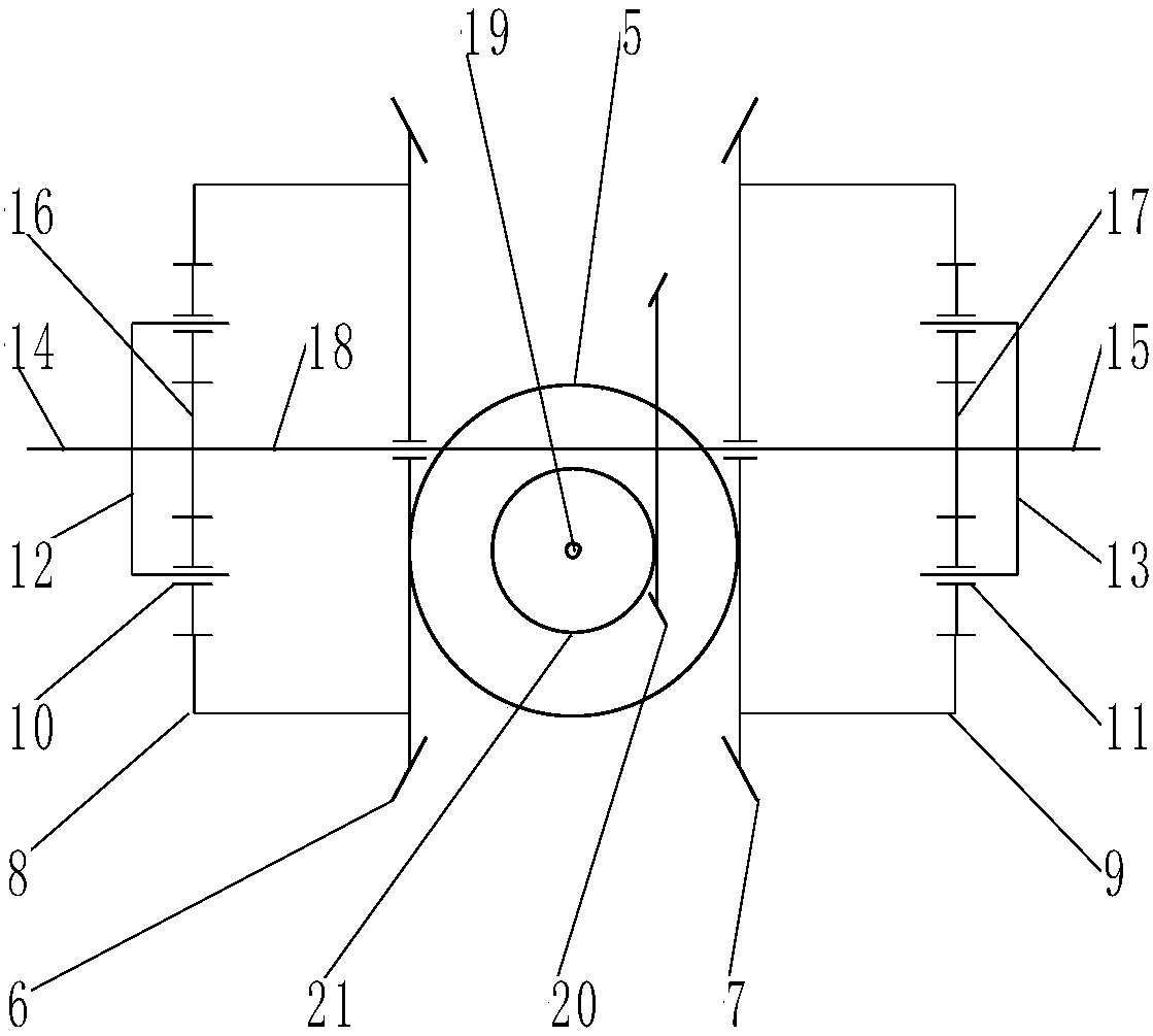 Cross shaft type electric transmission track-laying vehicle differential traveling device driven by two motors