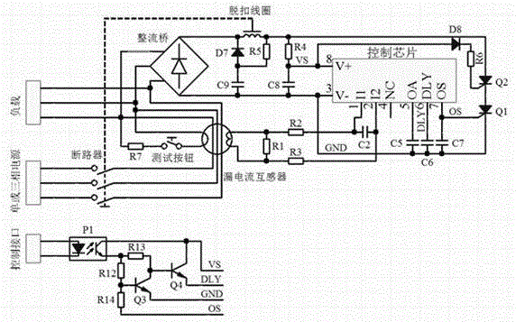 Leakage protection circuit with leakage protection in circuit breaker