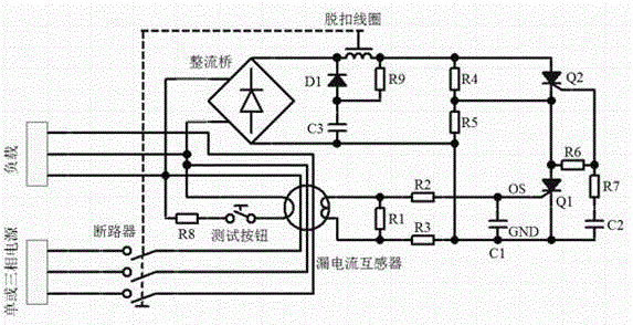 Leakage protection circuit with leakage protection in circuit breaker