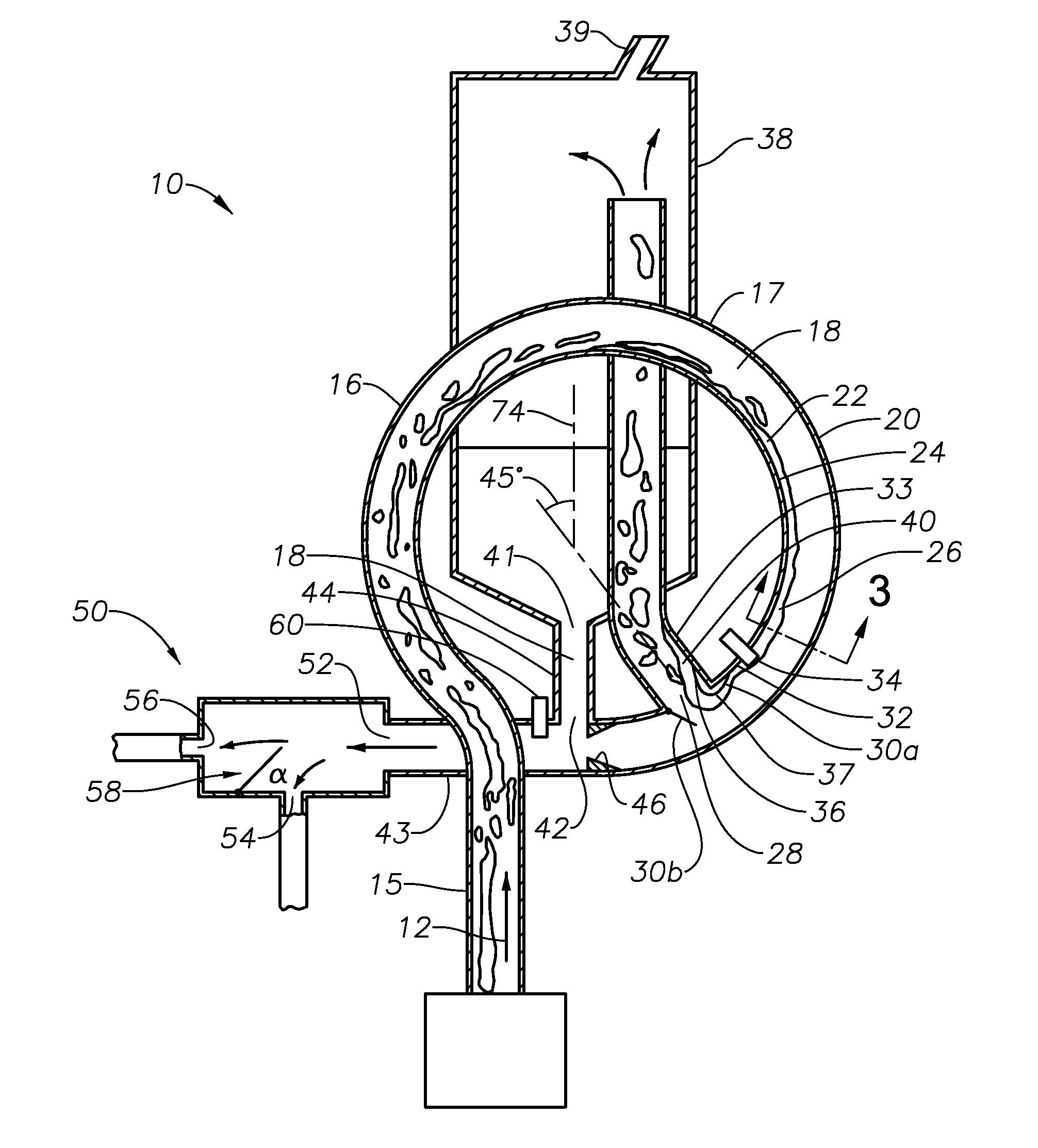 Apparatus and method for gas-liquid separation