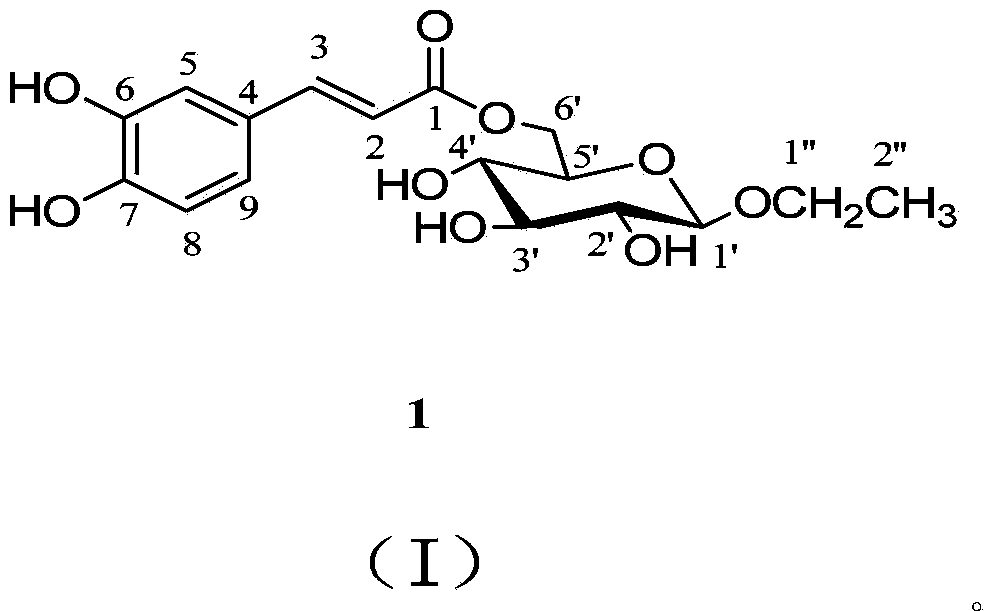 1-O-ethyl-6-O-caffeoyl-beta-D-glucopyranose,1 and pharmaceutical composition and application thereof