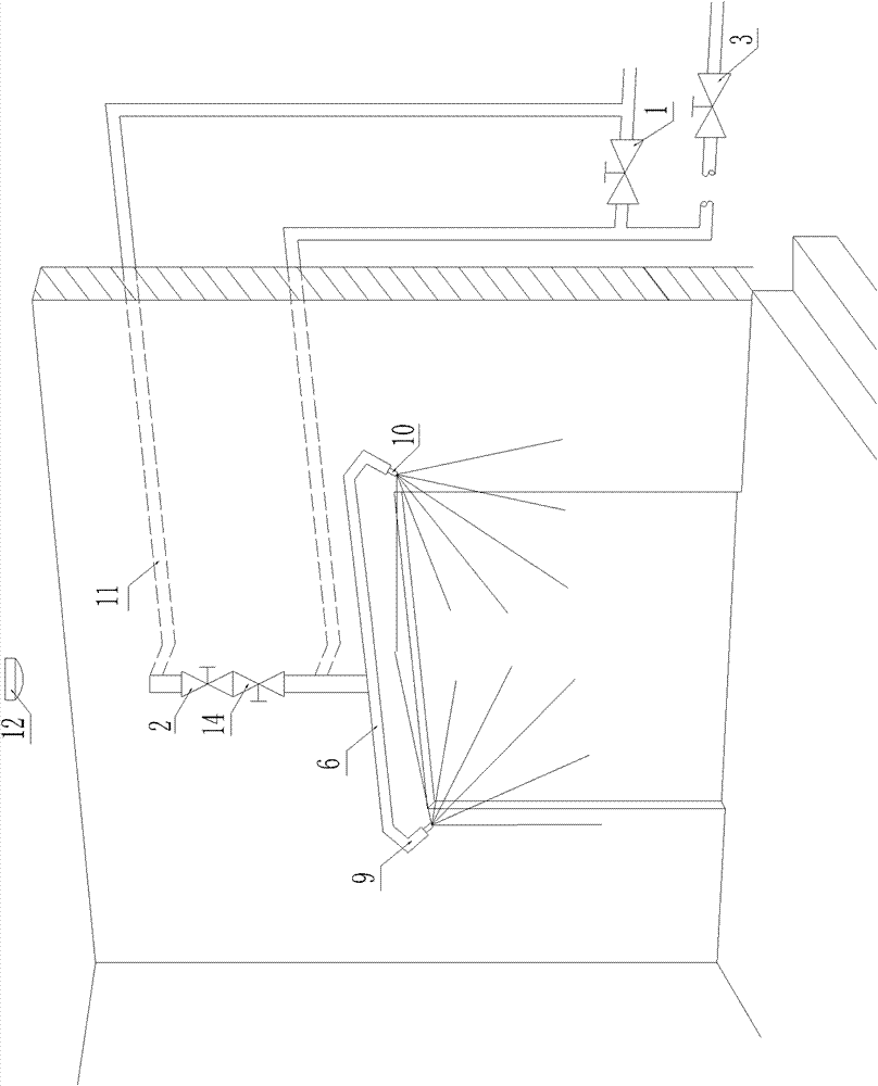 High-pressure water curtain fire-extinguishing system with functions of smoke blocking, time delay and lifesaving