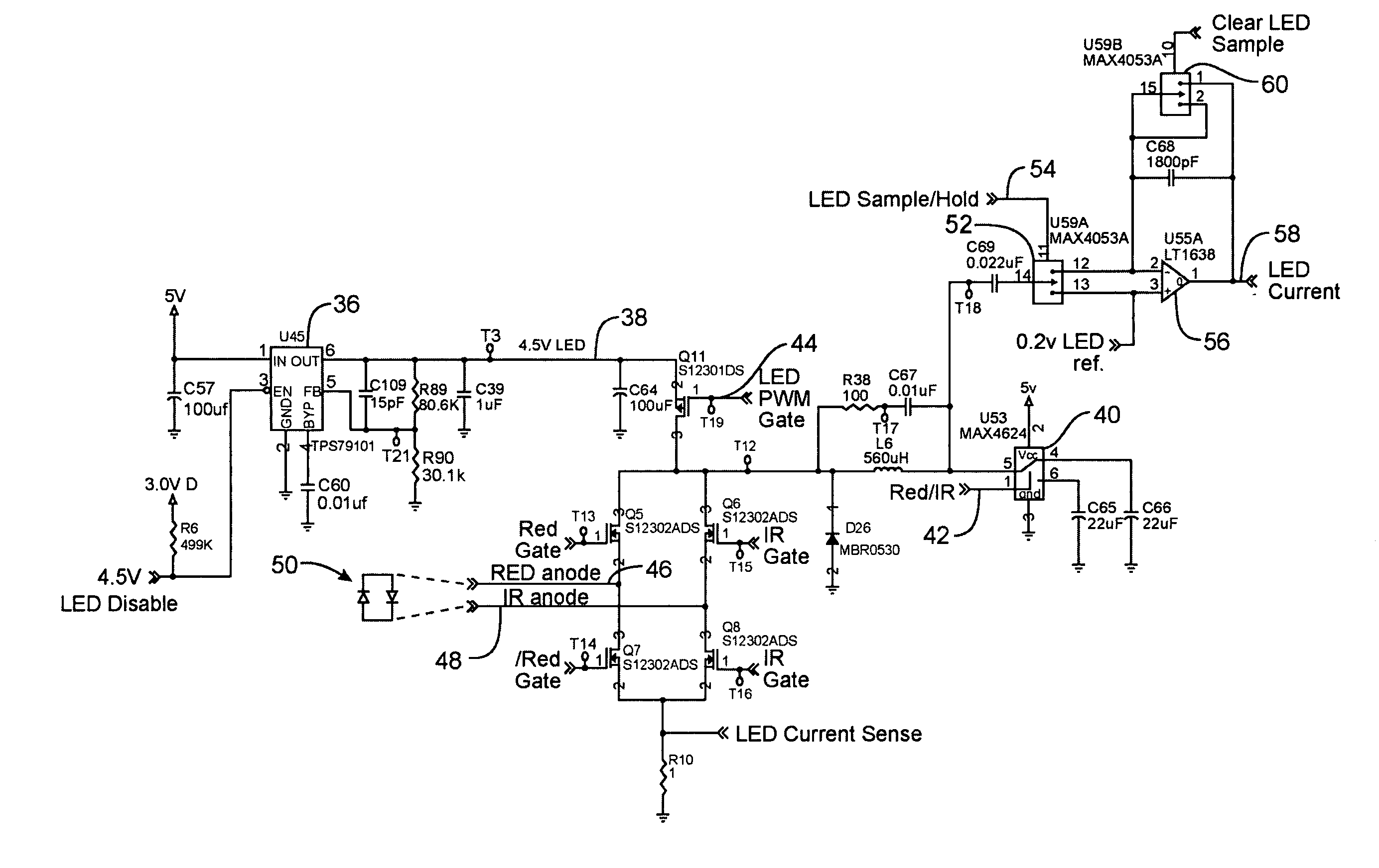 Switch-mode oximeter LED drive with a single inductor