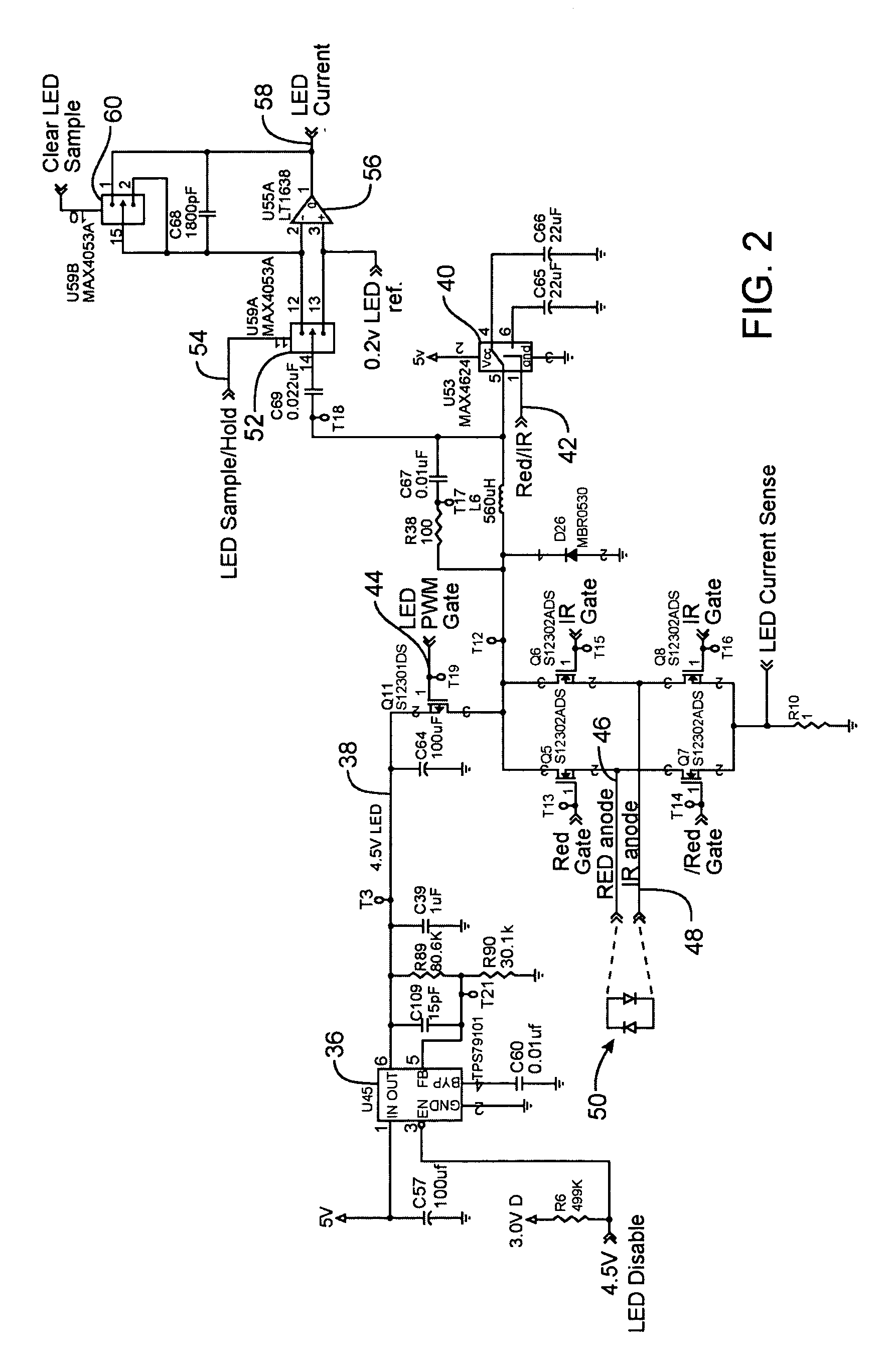 Switch-mode oximeter LED drive with a single inductor