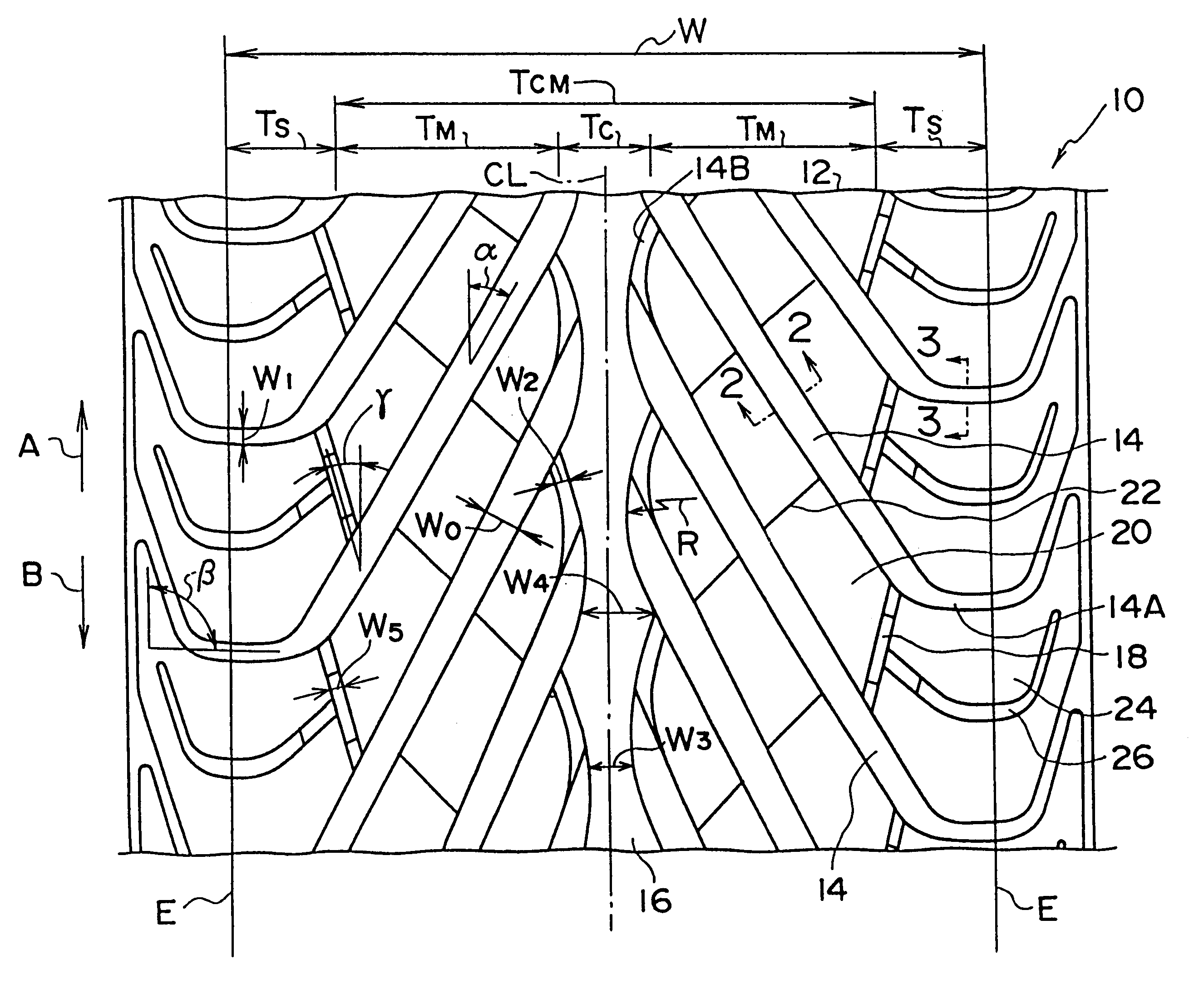 Pneumatic tire having directional tread pattern