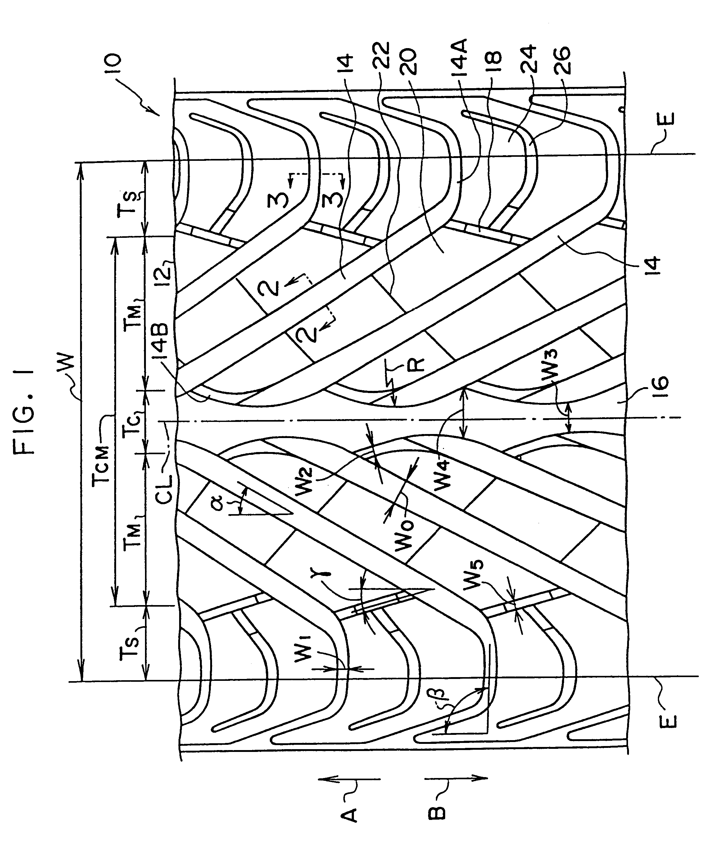 Pneumatic tire having directional tread pattern