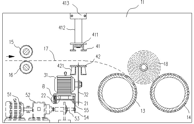 Cutoff device for composite fibrofelt