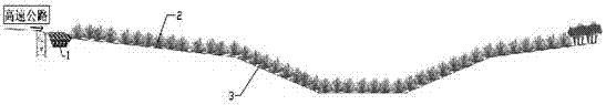 Ecological drainage method for purifying and decreasing rainwater runoffs on expressways