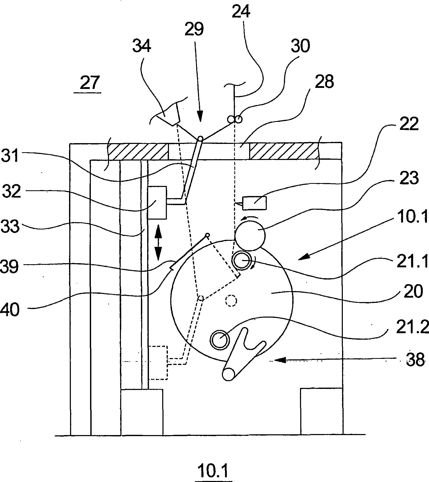 Device for melt spinning, treating and winding synthetic threads