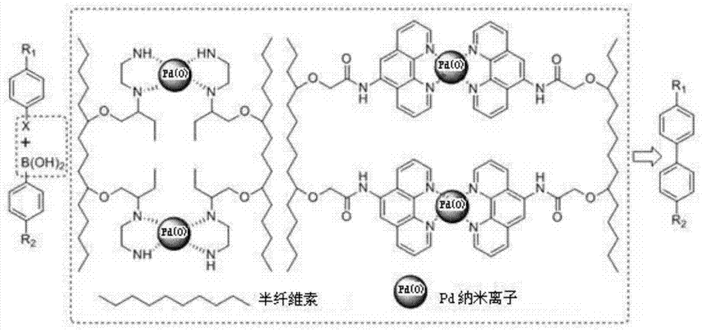 A nitrogen-containing ligand hemicellulose-palladium catalyst and its preparation method and application