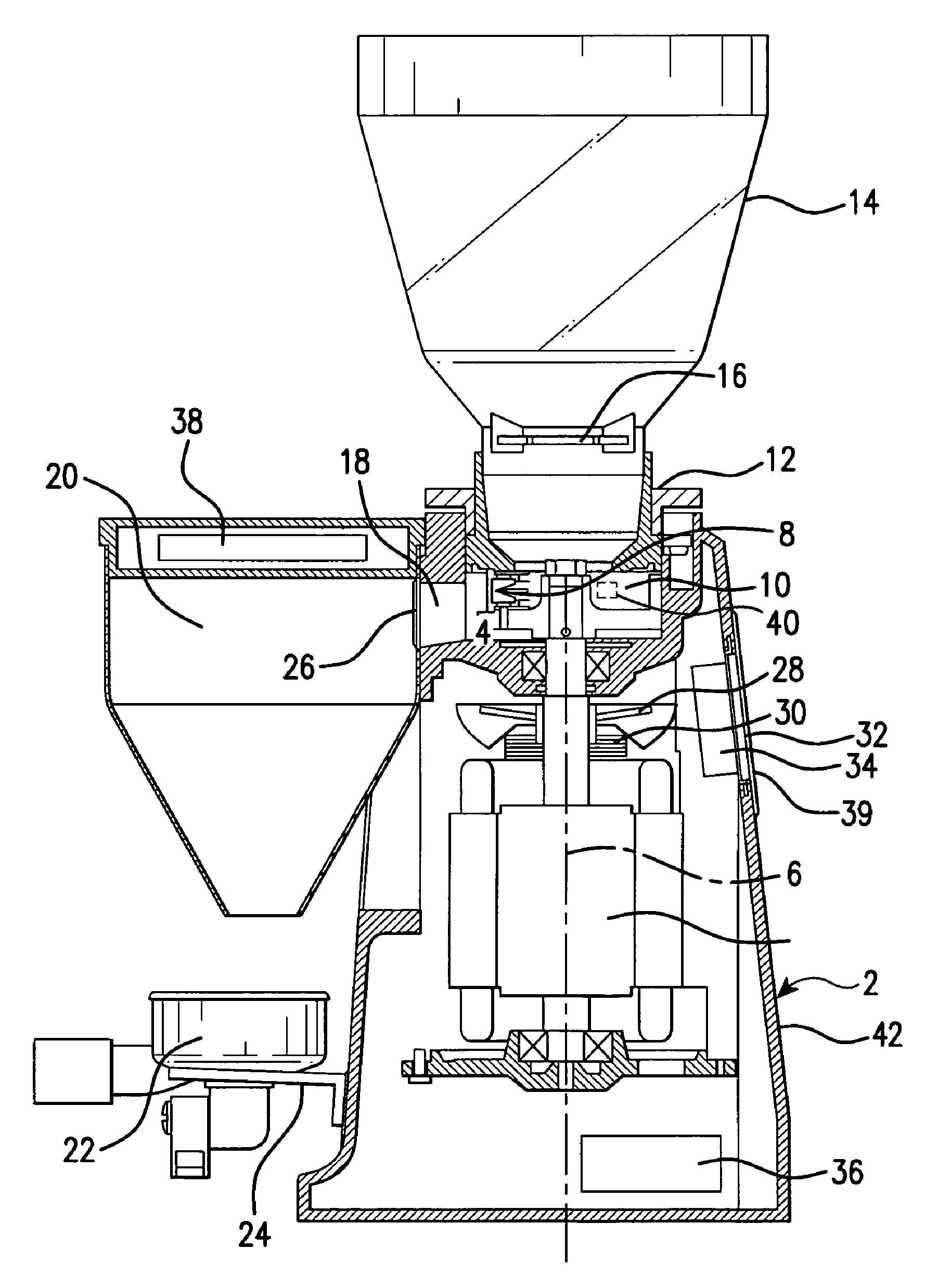 Coffee grinder-dispenser with cooling fans