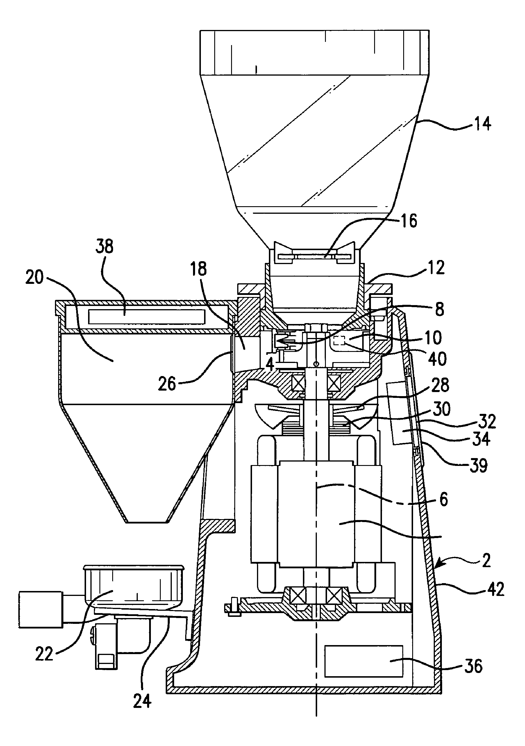 Coffee grinder-dispenser with cooling fans