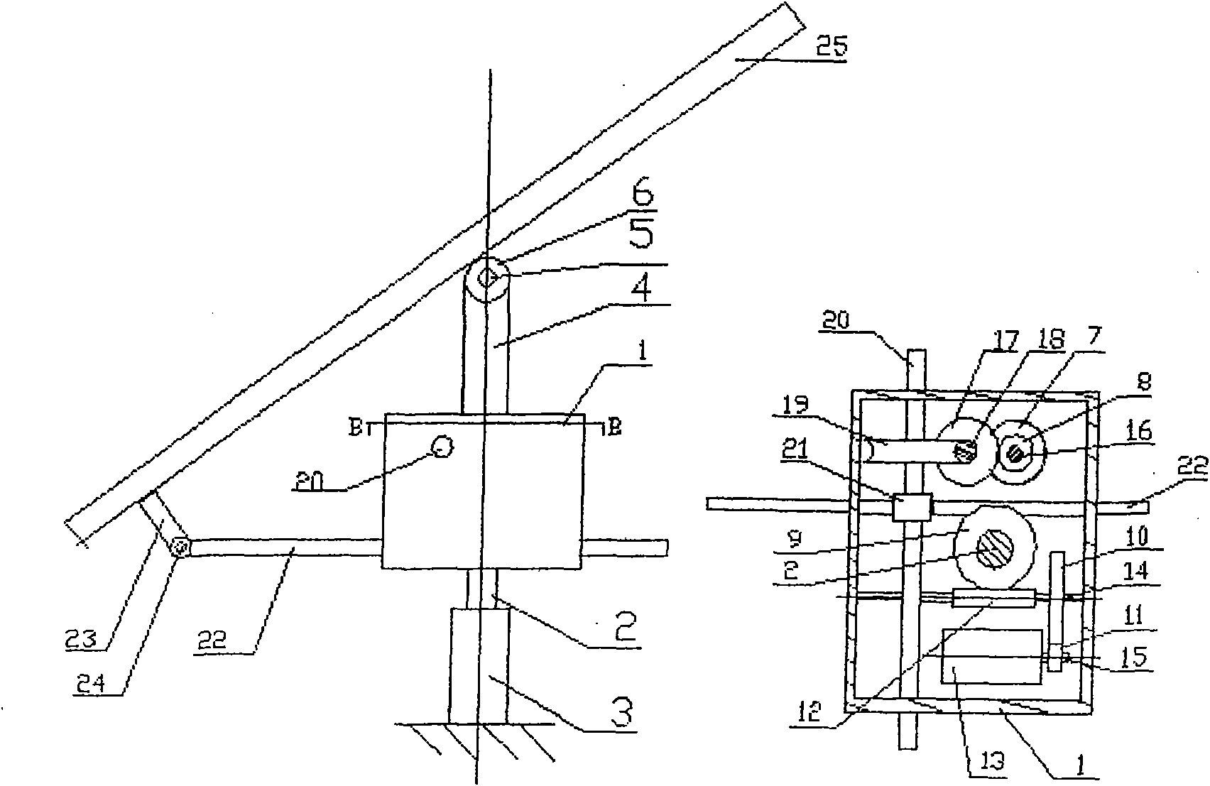 General three-dimensional automatic tracking device of photovoltaic battery panel