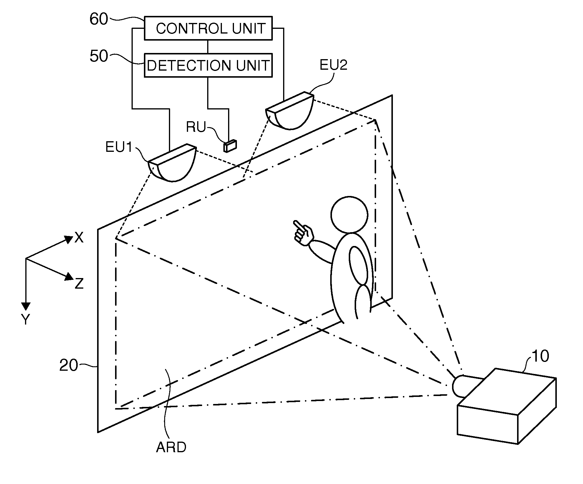 Optical detection device, display device, and electronic apparatus