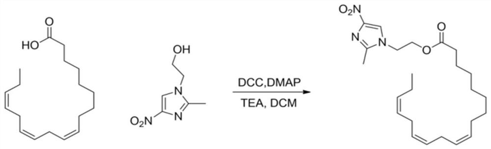 Linolenic acid-metronidazole compound and its preparation method and application