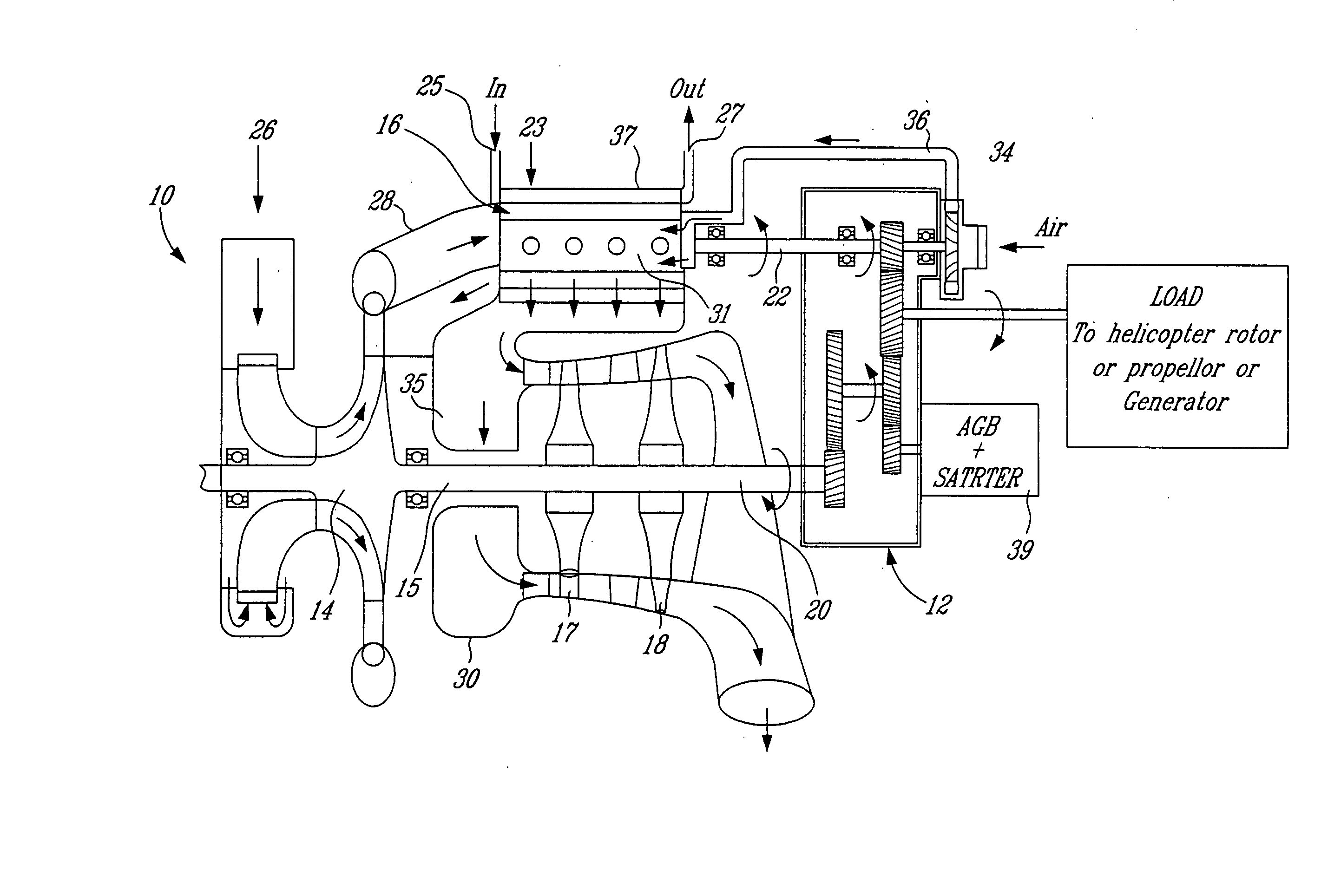 Low volumetric compression ratio integrated turbo-compound rotary engine