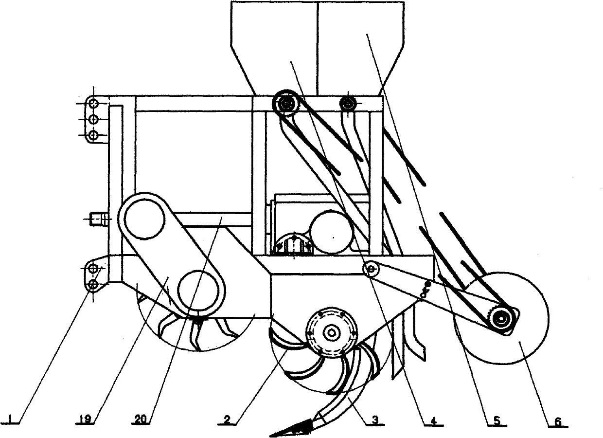 Deeply digging, cultivating and seeding unit