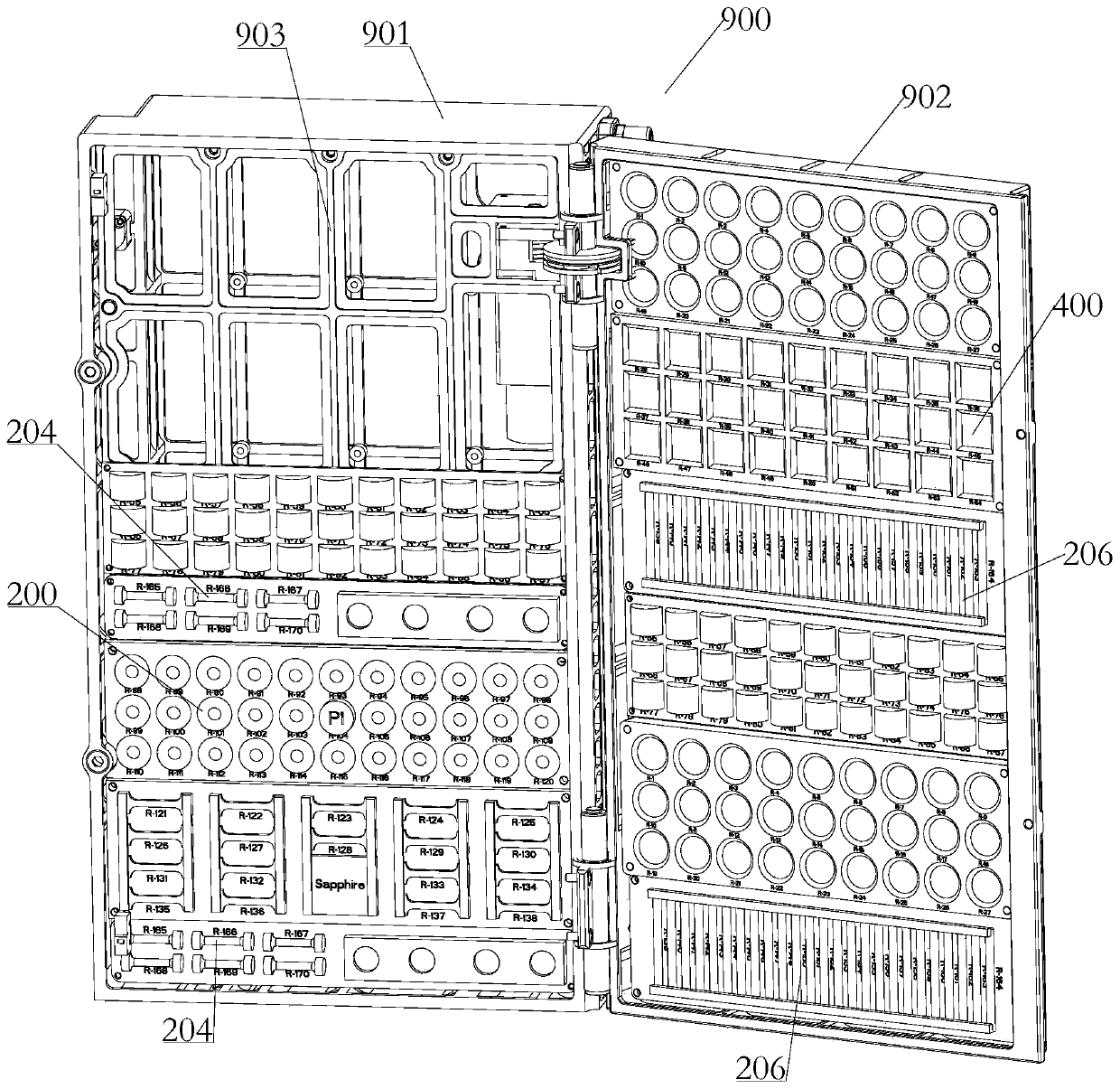 Modular test box for experiment sample of space material