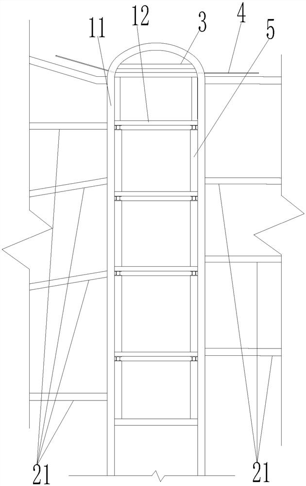 Supporting system and construction method for transverse channel at ingate position