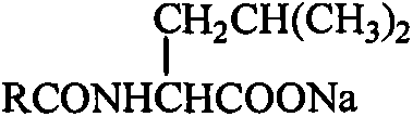 Method for preparing grease acyl sodium leucine and surface active agent composition containing grease acyl sodium leucine in phase-transfer catalysis way